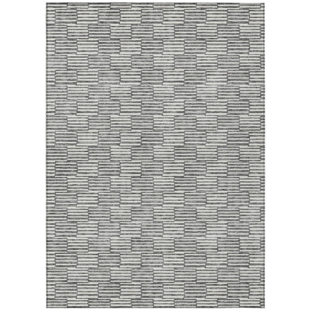 HomeRoots 5' Gray and Ivory Geometric Area Rug – Stylish, Washable, Indoor/Outdoor, Durable for High-Traffic Spaces 8' X 10' 595004