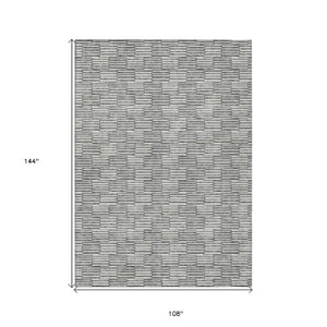 Homeroots 3' Stylish Beige And Ivory Geometric Washable Area Rug For Indoor And Outdoor Spaces, Durable Design 9' X 12' Polyester 595005