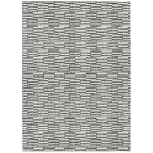 HomeRoots 9' Gray and Ivory Geometric Area Rug - Washable, Durable, Versatile for Indoor & Outdoor Use 595005