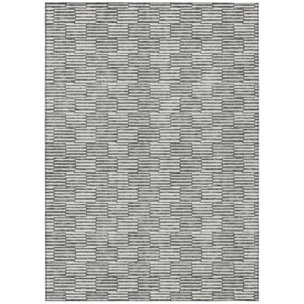 HomeRoots 9' Gray and Ivory Geometric Area Rug - Washable, Durable, Versatile for Indoor & Outdoor Use 595005