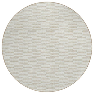 HomeRoots 5' Geometric Ivory and Beige Area Rug – Stylish, Washable, Durable for Indoor and Outdoor Spaces 8' Round 595009