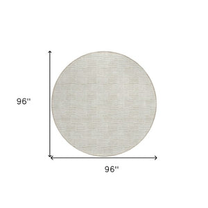 Homeroots 3' Stylish Beige And Ivory Geometric Washable Area Rug For Indoor And Outdoor Spaces, Durable Design 8' Round Polyester 595009