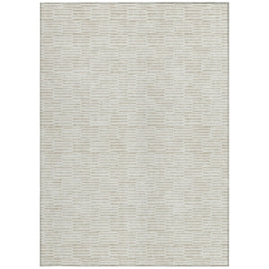 Homeroots 3' Stylish Beige And Ivory Geometric Washable Area Rug For Indoor And Outdoor Spaces, Durable Design 10' X 14' Polyester 595012