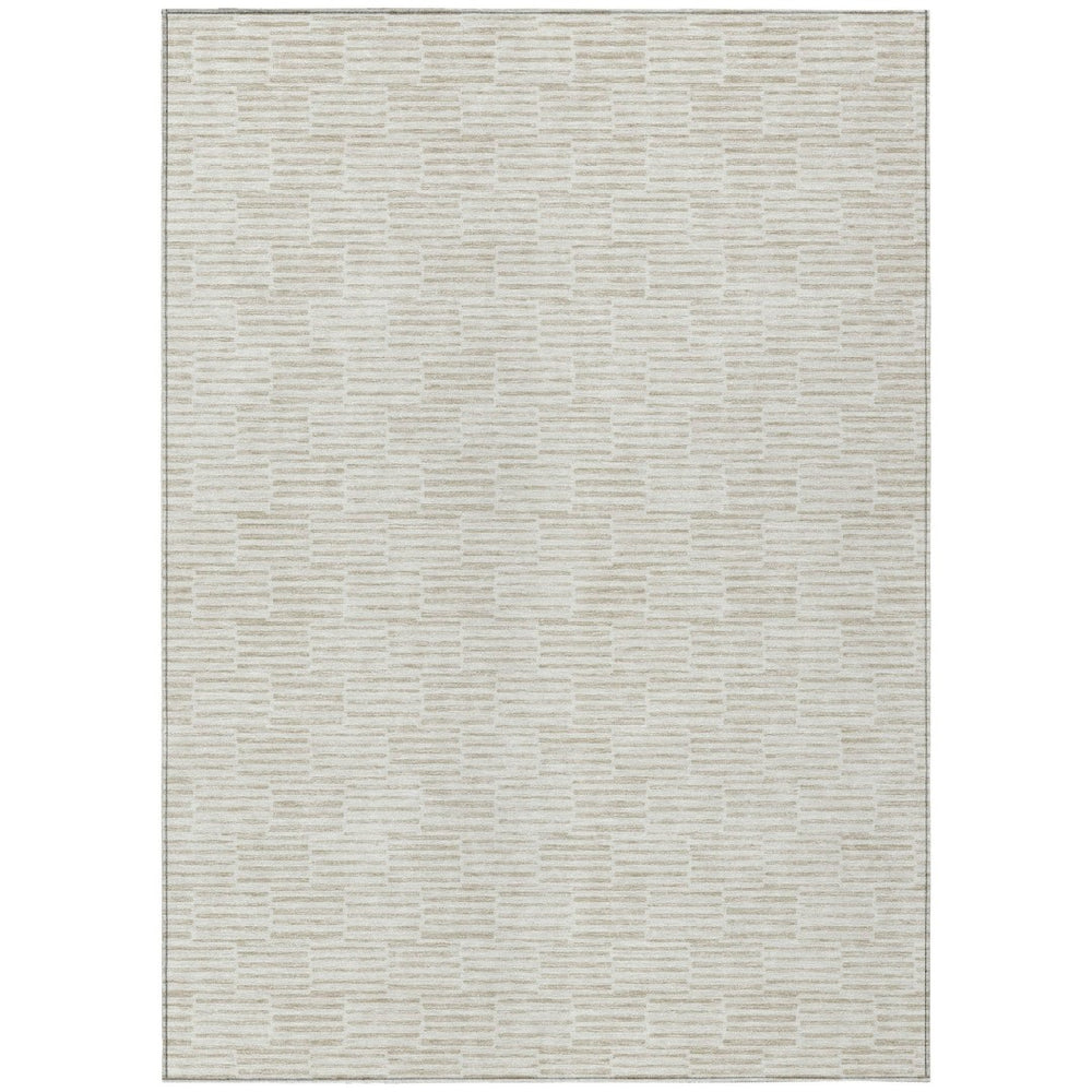 HomeRoots 5' Geometric Ivory and Beige Area Rug – Stylish, Washable, Durable for Indoor and Outdoor Spaces 10' X 14' 595012