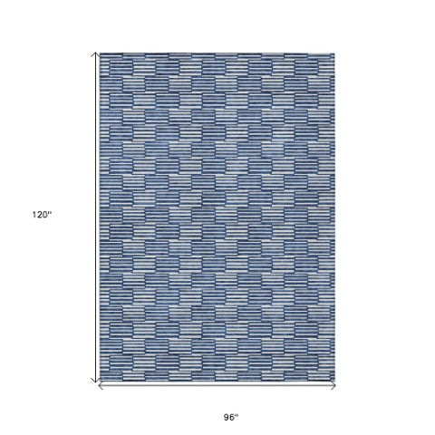 Homeroots 3' Stylish Beige And Ivory Geometric Washable Area Rug For Indoor And Outdoor Spaces, Durable Design 8' X 10' Polyester 595022