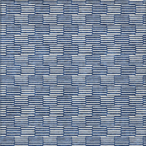HomeRoots 9' X 12' Navy Blue & Ivory Geometric Area Rug - Washable, Durable Design for Indoor & Outdoor Use 595023