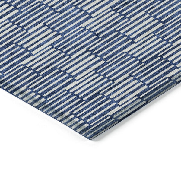 HomeRoots 9' X 12' Navy Blue & Ivory Geometric Area Rug - Washable, Durable Design for Indoor & Outdoor Use 595023