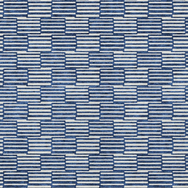 HomeRoots 9' X 12' Navy Blue & Ivory Geometric Area Rug - Washable, Durable Design for Indoor & Outdoor Use 595023
