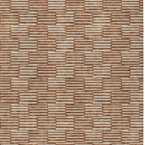 Homeroots 3' Stylish Beige And Ivory Geometric Washable Area Rug For Indoor And Outdoor Spaces, Durable Design 3' X 5' Polyester 595025