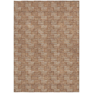 HomeRoots 5' Copper and Beige Geometric Area Rug - Stylish, Durable, Machine Washable for Indoor/Outdoor Use 5' X 8' 595026