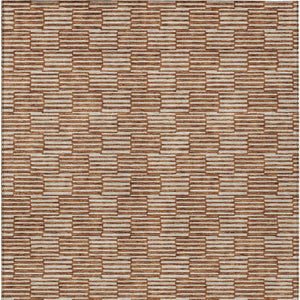 HomeRoots 5' Copper and Beige Geometric Area Rug - Stylish, Durable, Machine Washable for Indoor/Outdoor Use 5' X 8' 595026