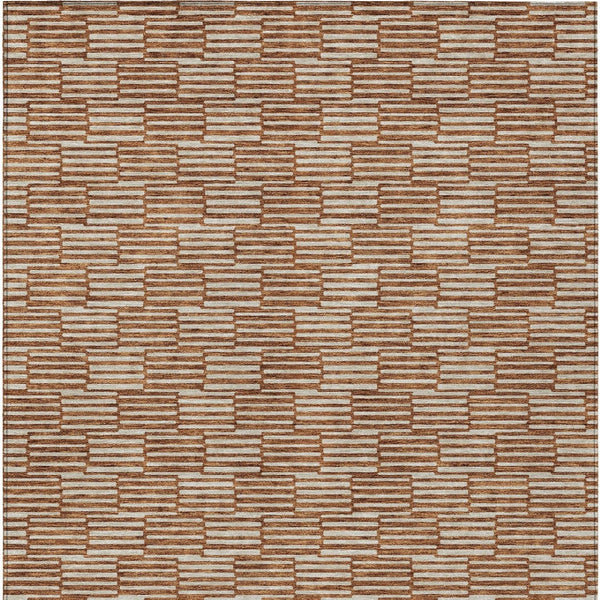 HomeRoots 5' Copper and Beige Geometric Area Rug - Stylish, Durable, Machine Washable for Indoor/Outdoor Use 8' X 10' 595028