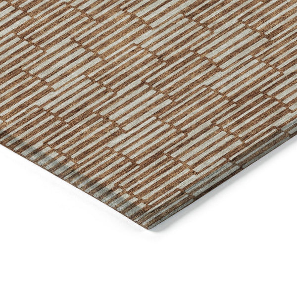 HomeRoots 5' Copper and Beige Geometric Area Rug - Stylish, Durable, Machine Washable for Indoor/Outdoor Use 8' X 10' 595028