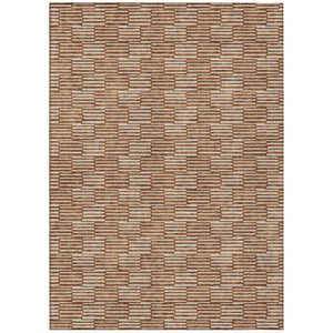 HomeRoots 5' Copper and Beige Geometric Area Rug - Stylish, Durable, Machine Washable for Indoor/Outdoor Use 10' X 14' 595030