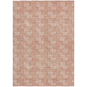 HomeRoots 5' Salmon and Ivory Geometric Area Rug - Modern, Washable Design for Indoor and Outdoor Spaces 5' X 8' 595032