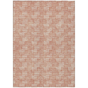 HomeRoots 5' Salmon and Ivory Geometric Area Rug - Modern, Washable Design for Indoor and Outdoor Spaces 5' X 8' 595032