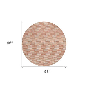Homeroots 3' Stylish Beige And Ivory Geometric Washable Area Rug For Indoor And Outdoor Spaces, Durable Design 8' Round Polyester 595033