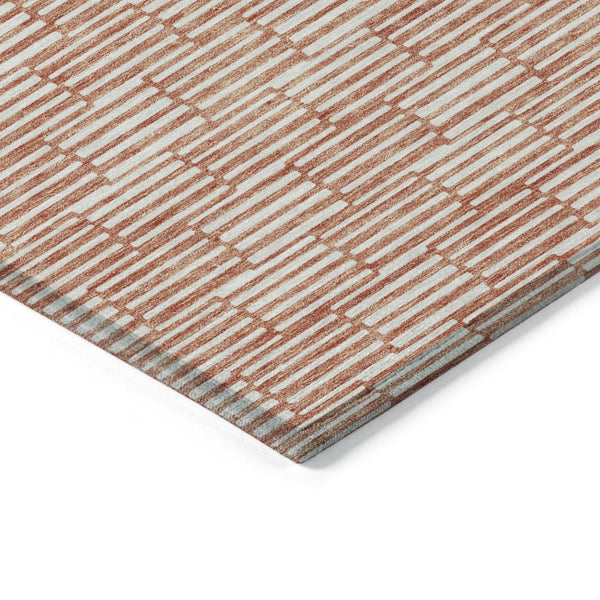 HomeRoots 5' Salmon and Ivory Geometric Area Rug - Modern, Washable Design for Indoor and Outdoor Spaces 10' X 14' 595036