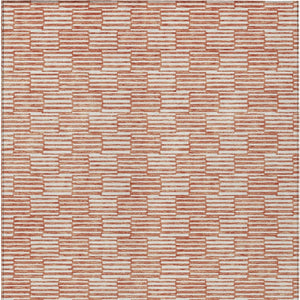 HomeRoots 5' Salmon and Ivory Geometric Area Rug - Modern, Washable Design for Indoor and Outdoor Spaces 10' X 14' 595036
