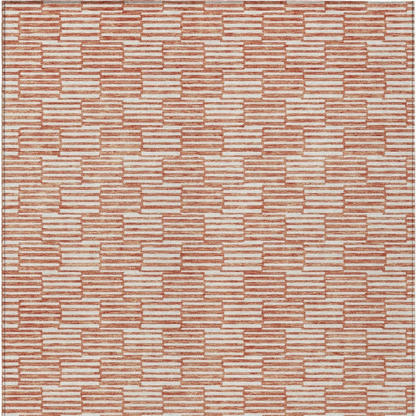 HomeRoots 5' Salmon and Ivory Geometric Area Rug - Modern, Washable Design for Indoor and Outdoor Spaces 10' X 14' 595036