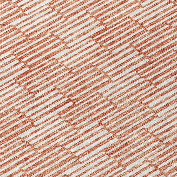 HomeRoots 5' Salmon and Ivory Geometric Area Rug - Modern, Washable Design for Indoor and Outdoor Spaces 10' X 14' 595036