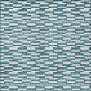 HomeRoots 5' Refresh Your Space with a Stylish Teal Blue and Ivory Geometric Washable Area Rug for Indoors Outdoors 5' X 8' 595038