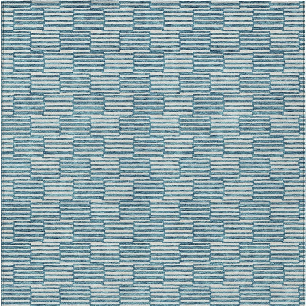 HomeRoots 5' Refresh Your Space with a Stylish Teal Blue and Ivory Geometric Washable Area Rug for Indoors Outdoors 5' X 8' 595038
