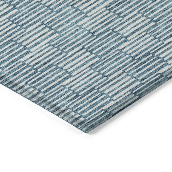 HomeRoots 5' Refresh Your Space with a Stylish Teal Blue and Ivory Geometric Washable Area Rug for Indoors Outdoors 5' X 8' 595038