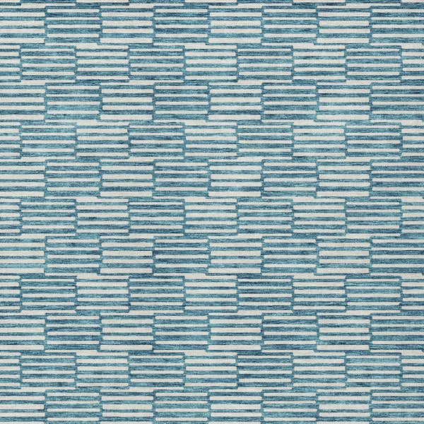 HomeRoots 5' Refresh Your Space with a Stylish Teal Blue and Ivory Geometric Washable Area Rug for Indoors Outdoors 5' X 8' 595038