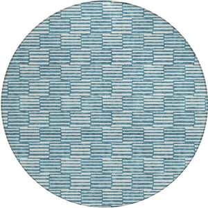 Homeroots 3' Stylish Beige And Ivory Geometric Washable Area Rug For Indoor And Outdoor Spaces, Durable Design 8' Round Polyester 595039