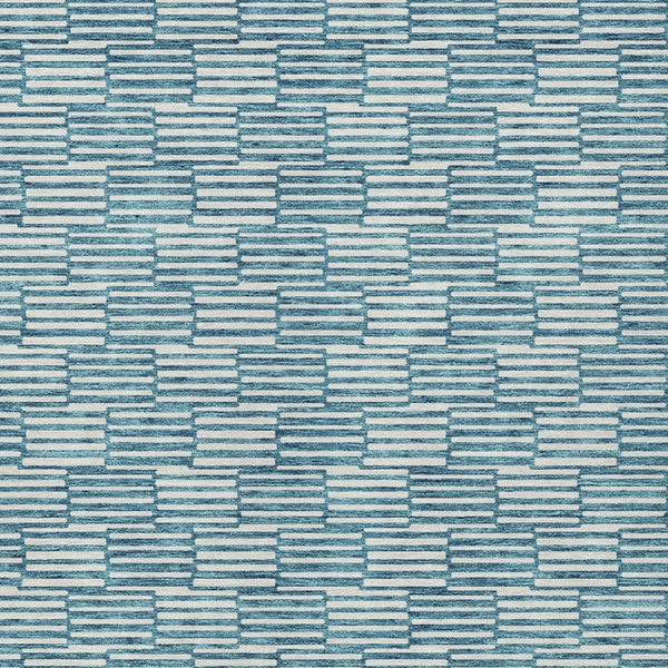 HomeRoots 9' X 12' Teal Blue & Ivory Geometric Indoor/Outdoor Area Rug - Stylish, Durable, & Washable Design! 595041
