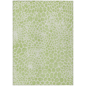 HomeRoots 5' Stylish Artichoke Green & Ivory Geometric Area Rug – Washable, Durable for Indoor/Outdoor Use 5' X 8' 595044