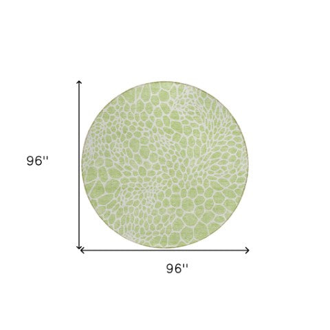 Homeroots 3' Artichoke Green Geometric Indoor Outdoor Area Rug - Stylish, Washable, Durable, And Versatile 8' Round Polyester 595045