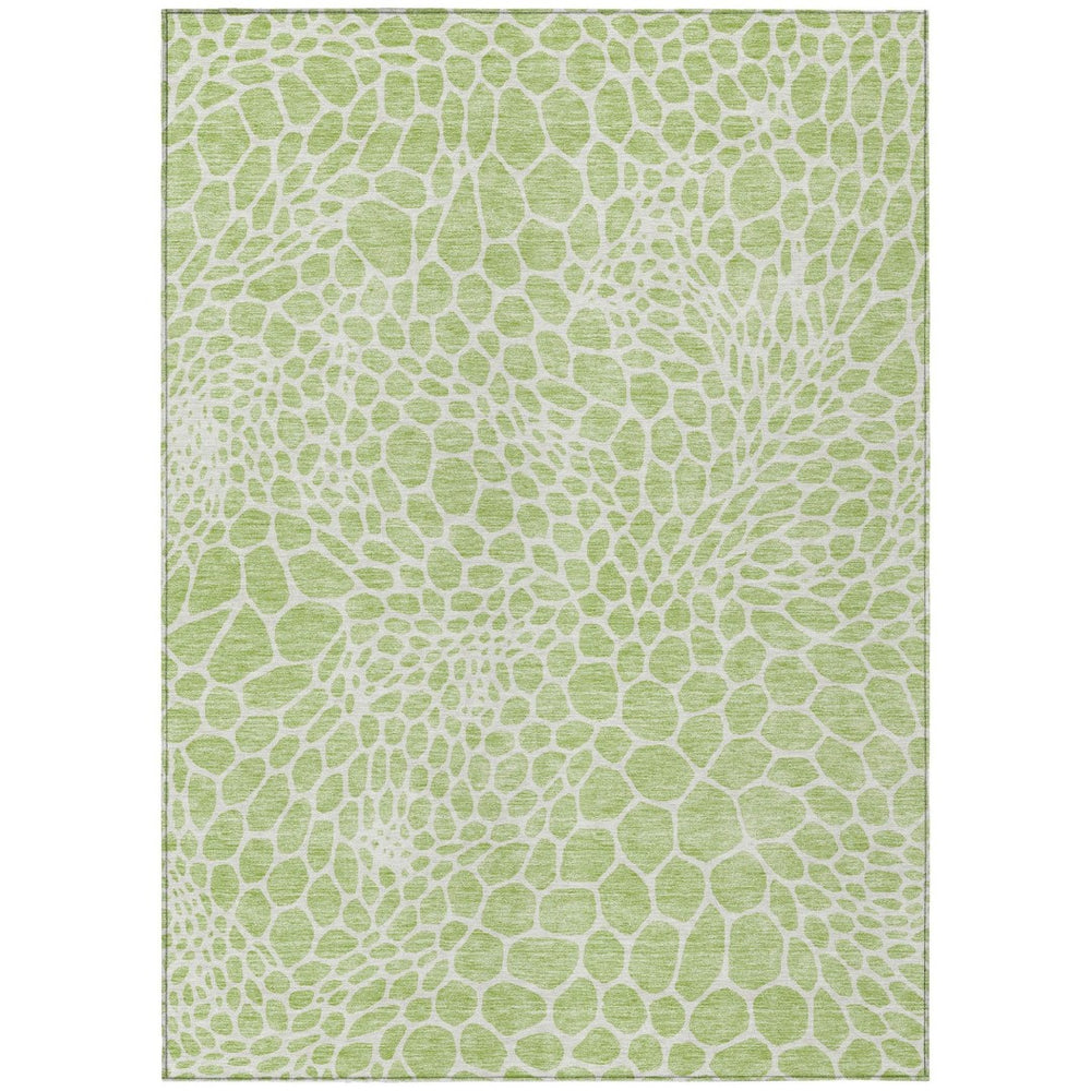 HomeRoots 5' Stylish Artichoke Green & Ivory Geometric Area Rug – Washable, Durable for Indoor/Outdoor Use 8' X 10' 595046