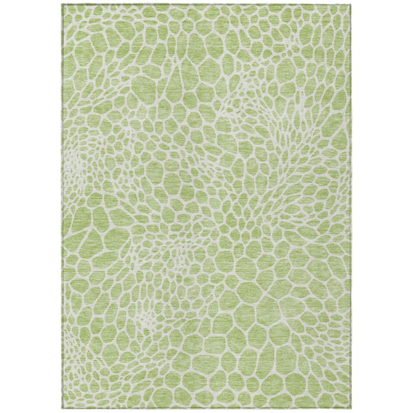 HomeRoots 5' Stylish Artichoke Green & Ivory Geometric Area Rug – Washable, Durable for Indoor/Outdoor Use 8' X 10' 595046
