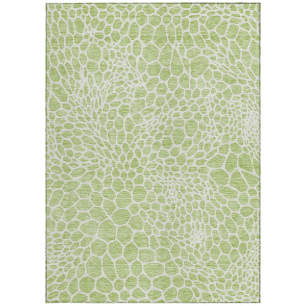 Homeroots 3' Artichoke Green Geometric Indoor Outdoor Area Rug - Stylish, Washable, Durable, And Versatile 10' X 14' Polyester 595048