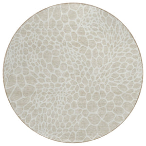 HomeRoots 5' Beige and Ivory Geometric Area Rug - Stylish, Washable, Durable for Indoor and Outdoor Use 8' Round 595051
