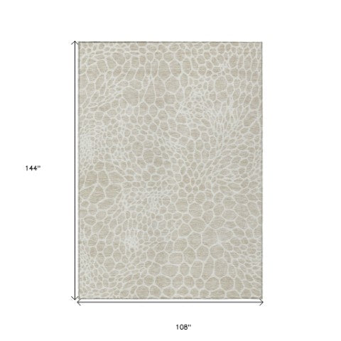 Homeroots 3' Artichoke Green Geometric Indoor Outdoor Area Rug - Stylish, Washable, Durable, And Versatile 9' X 12' Polyester 595053