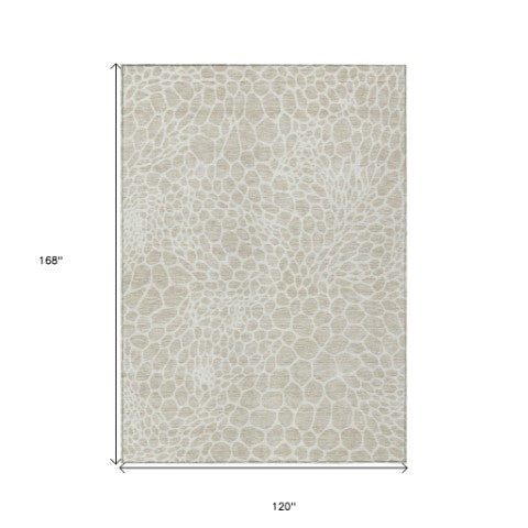 Homeroots 3' Artichoke Green Geometric Indoor Outdoor Area Rug - Stylish, Washable, Durable, And Versatile 10' X 14' Polyester 595054