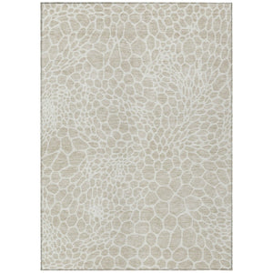 HomeRoots 5' Beige and Ivory Geometric Area Rug - Stylish, Washable, Durable for Indoor and Outdoor Use 10' X 14' 595054