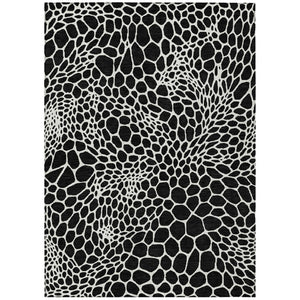 HomeRoots 9' X 12' Stylish Black and Ivory Geometric Area Rug - Durable, Washable for Indoor & Outdoor Use! 595059