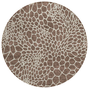 HomeRoots 5' Durable Brown and Beige Geometric Indoor Outdoor Area Rug - Stylish, Washable, Easy Care Design 8' Round 595063