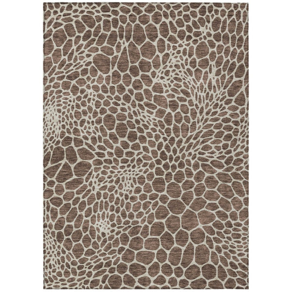 HomeRoots 5' Durable Brown and Beige Geometric Indoor Outdoor Area Rug - Stylish, Washable, Easy Care Design 8' X 10' 595064
