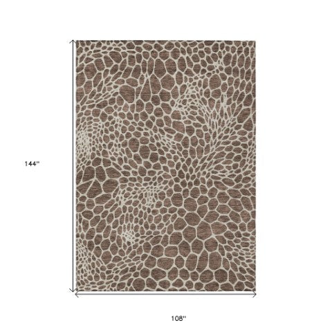 Homeroots 3' Artichoke Green Geometric Indoor Outdoor Area Rug - Stylish, Washable, Durable, And Versatile 9' X 12' Polyester 595065