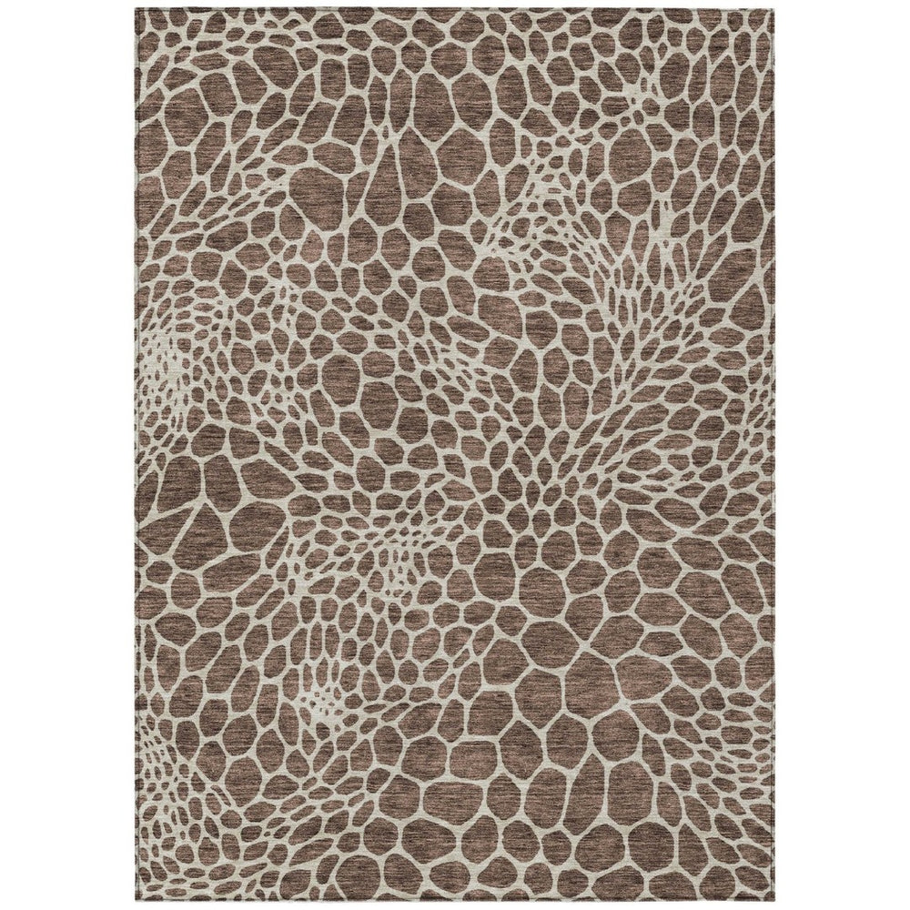 HomeRoots 9' Geometric Brown and Beige Area Rug - Washable, Durable for Indoor & Outdoor Use, Perfect for Any Space 595065
