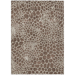 HomeRoots 9' Geometric Brown and Beige Area Rug - Washable, Durable for Indoor & Outdoor Use, Perfect for Any Space 595065