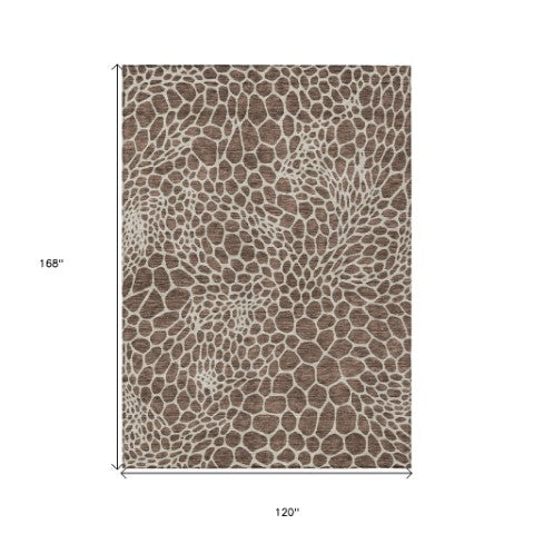 Homeroots 3' Artichoke Green Geometric Indoor Outdoor Area Rug - Stylish, Washable, Durable, And Versatile 10' X 14' Polyester 595066