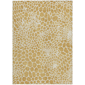 Homeroots 3' Artichoke Green Geometric Indoor Outdoor Area Rug - Stylish, Washable, Durable, And Versatile 5' X 8' Polyester 595068