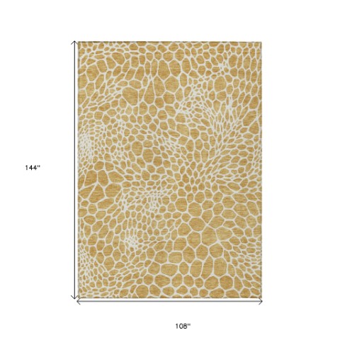 Homeroots 3' Artichoke Green Geometric Indoor Outdoor Area Rug - Stylish, Washable, Durable, And Versatile 9' X 12' Polyester 595071