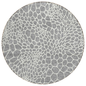 HomeRoots 5' Stylish Gray and Ivory Geometric Washable Area Rug for Indoor and Outdoor Versatility and Durability 8' Round 595075